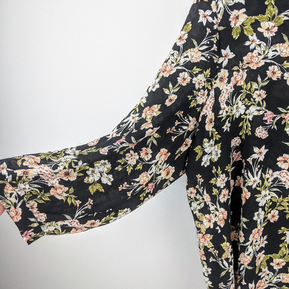 Vince Camuto Black Bouquet Plains Chiffon Blouse - Picture 4 of 9